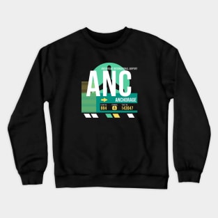 Anchorage (ANC) Airport // Retro Sunset Baggage Tag Crewneck Sweatshirt